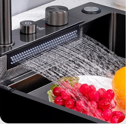 Waterval kraan kast Basins 75 * 45 roestvrij staal handgemaakte keuken ondergrondse gootsteen