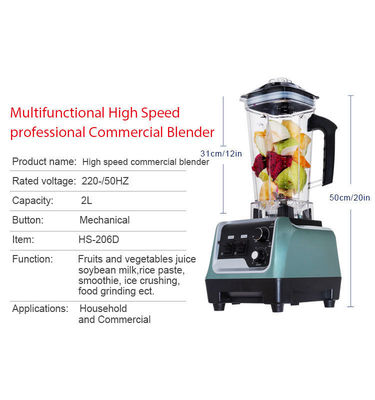 Commerciële smoothie-mixer van 4500 W met slagknop en 2 liter capaciteit