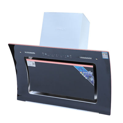 220V drukknop Slanted Black Glass Cooker Hood voor keuken Huishoudelijk bereik