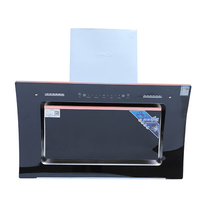 220V drukknop Slanted Black Glass Cooker Hood voor keuken Huishoudelijk bereik