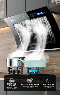 220V drukknop Slanted Black Glass Cooker Hood voor keuken Huishoudelijk bereik