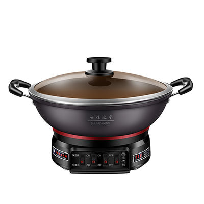 Geharmoniseerde glazen deksel gietgieten Aluminium Skillet Pan Electric Hot Pot Multi Function 220V