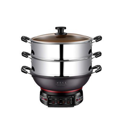 Geharmoniseerde glazen deksel gietgieten Aluminium Skillet Pan Electric Hot Pot Multi Function 220V