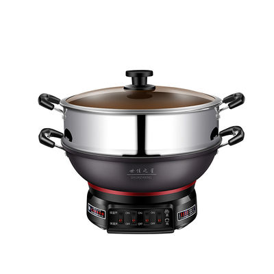 Geharmoniseerde glazen deksel gietgieten Aluminium Skillet Pan Electric Hot Pot Multi Function 220V