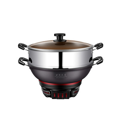 Geharmoniseerde glazen deksel gietgieten Aluminium Skillet Pan Electric Hot Pot Multi Function 220V