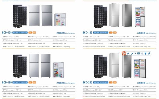 425*445*1080 Afmetingen Zonne-energie Verticale Twin Home koelkast Vrieskas Multifunctioneel