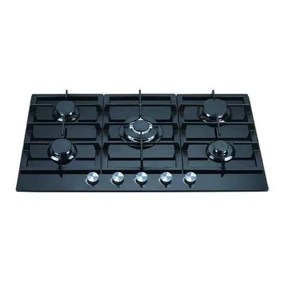 5 Brander gas kookplaat met automatische ontsteking en ingebouwd in gehard glas gaskachel